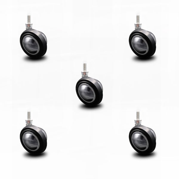 2.25 Inch Bright Chrome Soft Tread Ball Caster -5/16 Inch Threaded Stem, 5PK